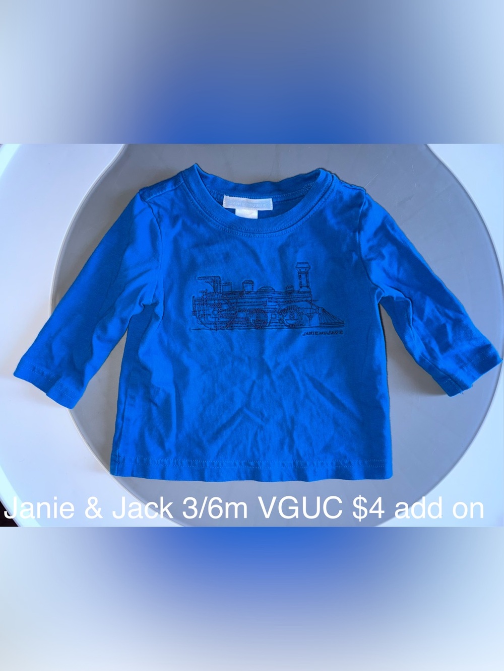 Janie and Jack Royal Blue Long-Sleeve Train Tee